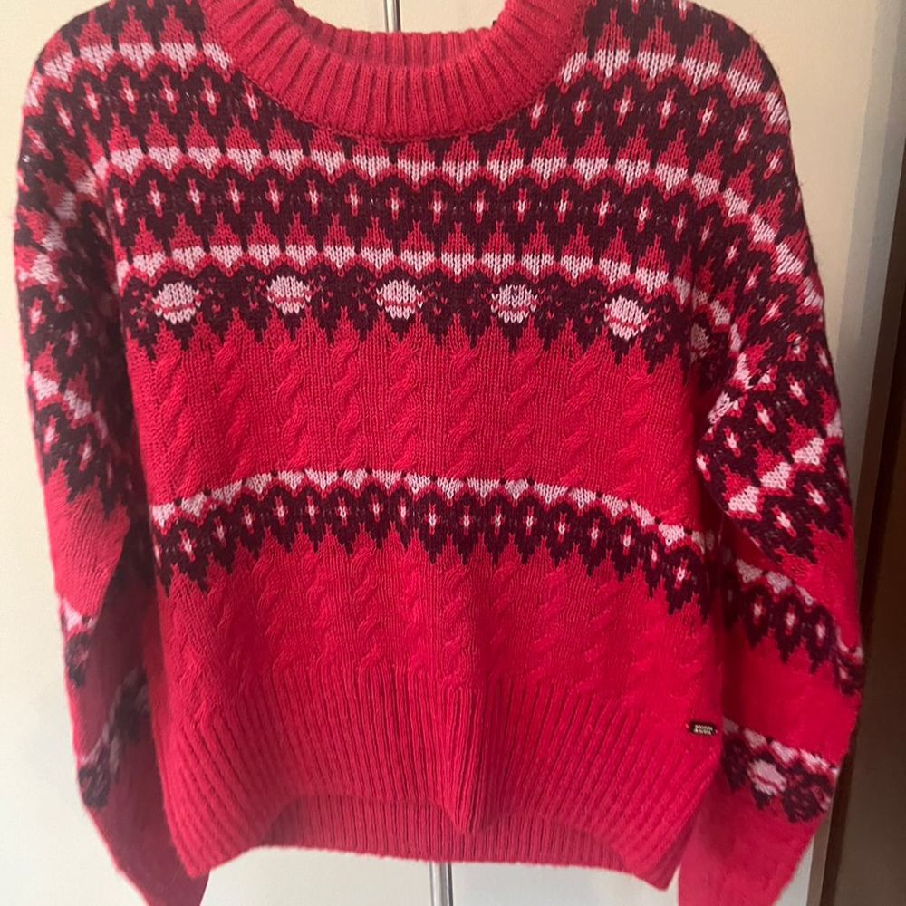 Scotch & Soda Women's Large Pink Fair Isle Wool Crew Neck Pullover Sweat…